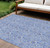 8' X 10' Navy Blue And Denim Blue Floral Washable Indoor Outdoor Area Rug