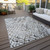 8' X 10' Silver Gray And Charcoal Abstract Washable Indoor Outdoor Area Rug