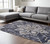 6' X 9' Ivory Gray And Blue Floral Medallion Area Rug