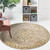 6' Round Beige Distressed Medallion Area Rug