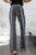 Paisley Floral Print Bell Bottoms Blue with Front Tie