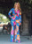 Myra Deep V Neck Long Sleeves Bodycon Floral Maxi With Slit Dress