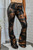 Coated Snake Print Flare Bell Bottom Jeans