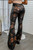Coated Snake Print Flare Bell Bottom Jeans