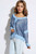 Sky Blue Silver Sequined Open Knit Sweater Cardigan