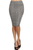 Peppered, Ribbed Knit High Waisted Knee Length Pencil Skirt
