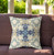18" X 18" Cream And Blue Broadcloth Floral Throw Pillow