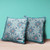 16x16 Blue Red Green Blown Seam Broadcloth Floral Throw Pillow