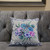 18x18 Beige Blue Gray Blown Seam Broadcloth Floral Throw Pillow