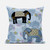 18x18 Sky Black White Elephant Blown Seam Broadcloth Animal Print Throw Pillow