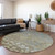 Round Floral Washable Indoor Outdoor Area Rug