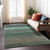 Teal Striped Washable Indoor Outdoor Area Rug
