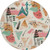 Blush Teal Round Abstract Washable Indoor Outdoor Area Rug