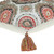 18" Red and White Floral Cotton Throw Pillow With Embroidery, Tassels