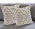 Set of Two Blue Diamond Cotton Throw Pillow With Fringe