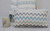 14" X 24" White Gray and Blue Chevron Cotton Lumbar Throw Pillow With Tassels and Texture