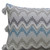 14" X 24" White Gray and Blue Chevron Cotton Lumbar Throw Pillow With Tassels and Texture