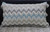 14" X 24" White Gray and Blue Chevron Cotton Lumbar Throw Pillow With Tassels and Texture