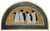 18" X 30" Beige and Black Rubber and Coir Outdoor Semi Circle Door Mat