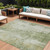10' X 14' Sage And Ivory Abstract Washable Indoor Outdoor Area Rug