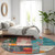 Round Abstract Washable Indoor Outdoor Area Rug