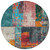 Round Abstract Washable Indoor Outdoor Area Rug