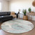Sage Round Floral Washable Indoor Outdoor Area Rug