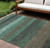 Teal Striped Washable Indoor Outdoor Area Rug
