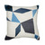 24" Ivory and Blue Geometric Cotton Blend Throw Pillow  With Embroidery