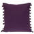 18" Purple and White Weave Cotton Throw Pillow With Pom Poms