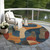 Round Abstract Washable Indoor Outdoor Area Rug