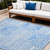 8' X 10' Blue and White Abstract Washable Non Skid Indoor Outdoor Area Rug