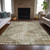 10' X 14' Fern Green And Beige Geometric Washable Indoor Outdoor Area Rug