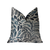 Plutus Leaf Snap Blue and Beige Luxury Throw Pillow