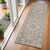 6' Runner Beige and Gray Medallion Power Loom Distressed Runner Rug