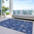 10' X 14' Navy Blue Ivory And Sky Blue Snowflake Washable Indoor Outdoor Area Rug