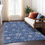 10' X 14' Navy Blue Ivory And Sky Blue Snowflake Washable Indoor Outdoor Area Rug
