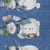 5' X 8' Navy Blue Denim Blue And Ivory Snowmen Washable Indoor Outdoor Area Rug