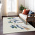 10' X 14' Ivory And Denim Blue Snowmen Washable Indoor Outdoor Area Rug