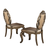 Set of Two Upholstered Faux Leather And Solid Wood Dining Arm Chairs