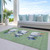 5' X 8' Artichoke Green Denim Blue And Ivory Snowmen Washable Indoor Outdoor Area Rug