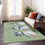 3' X 5' Artichoke Green Denim Blue And Ivory Snowmen Washable Indoor Outdoor Area Rug