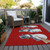 10' X 14' Red Denim Blue And Ivory Snowmen Washable Indoor Outdoor Area Rug