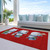 10' X 14' Red Denim Blue And Ivory Snowmen Washable Indoor Outdoor Area Rug