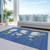 10' X 14' Navy Blue Denim Blue And Ivory Snowmen Washable Indoor Outdoor Area Rug
