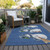 10' X 14' Navy Blue Denim Blue And Ivory Snowmen Washable Indoor Outdoor Area Rug