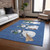 10' X 14' Navy Blue Denim Blue And Ivory Snowmen Washable Indoor Outdoor Area Rug
