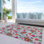 10' X 14' Silver Red Black Pink And Brown Floral Washable Indoor Outdoor Area Rug