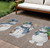 10' X 14' Taupe Denim Blue And Ivory Snowmen Washable Indoor Outdoor Area Rug