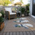 10' X 14' Taupe Denim Blue And Ivory Snowmen Washable Indoor Outdoor Area Rug